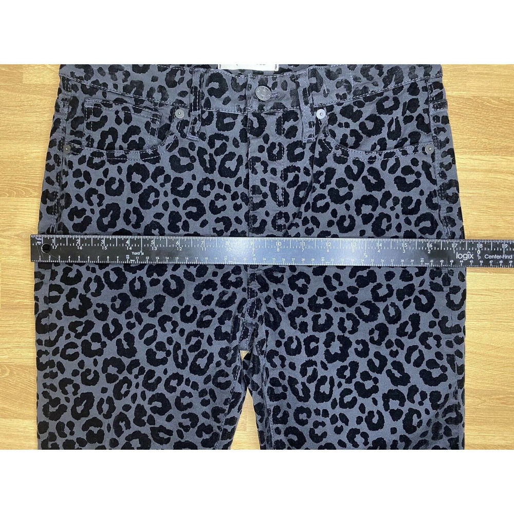 Madewell Jeans Womens 27 Black 9” Midrise Skinny Flocked Leopard Denim Animal - Picture 4 of 14